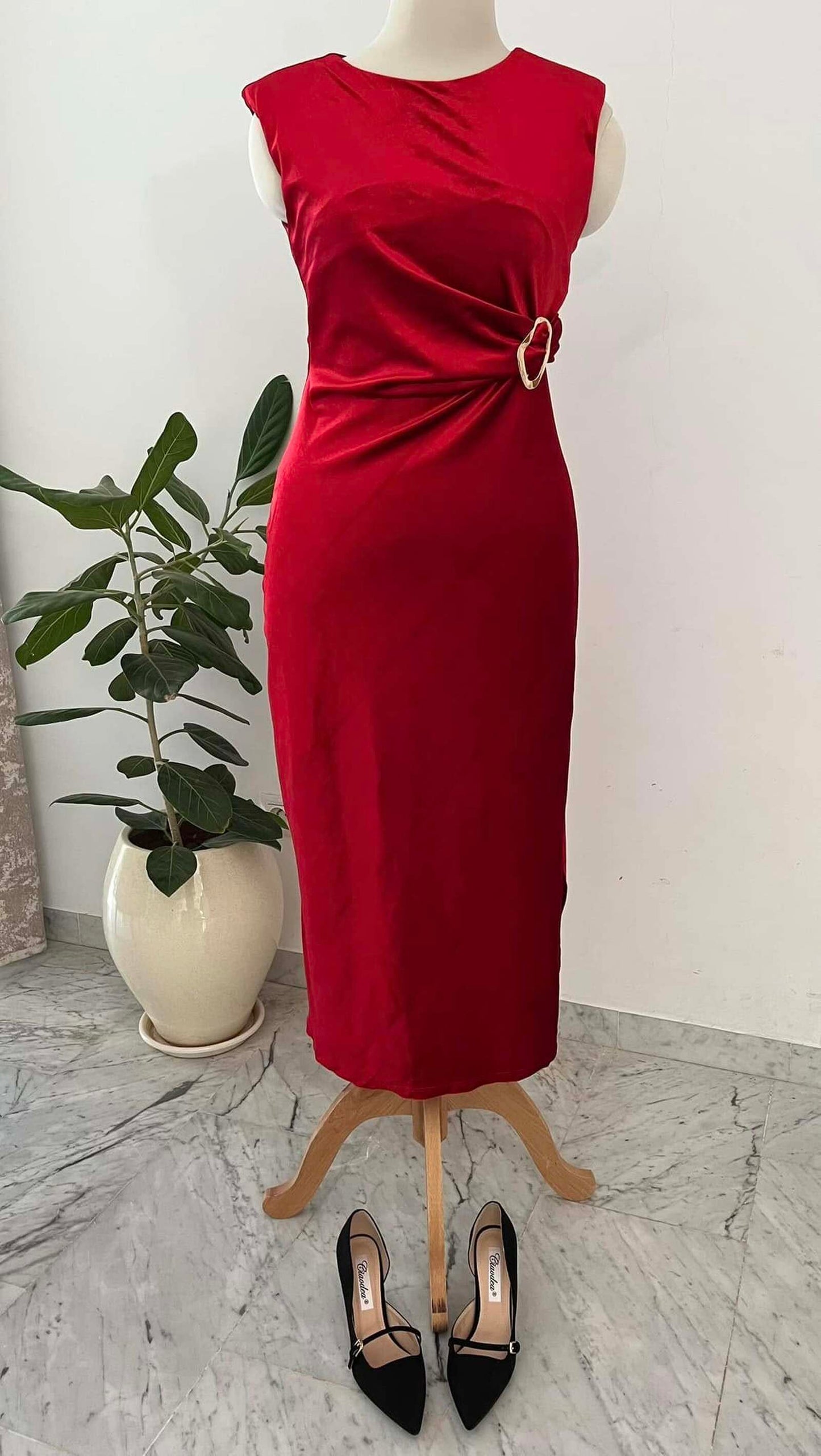 rochie midi lavi rosie