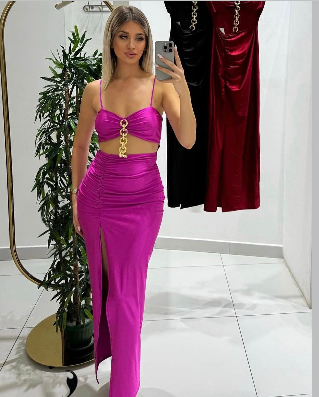 Rochie midi Celine, Roz