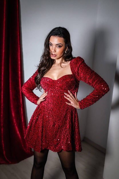 Rochie mini Abby, Rosu - imagine 2