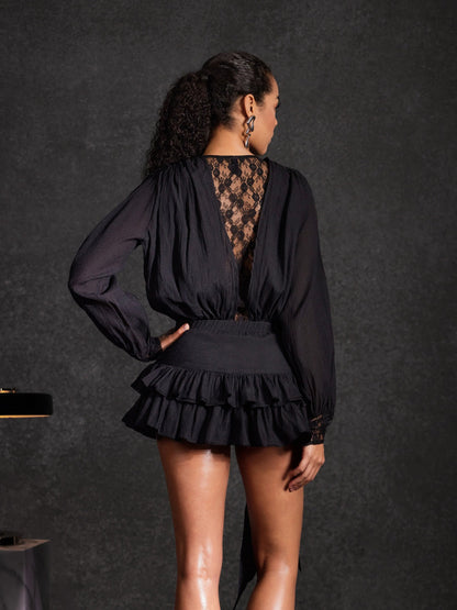 Rochie-Salopeta mini Freya, Negru - imagine 5