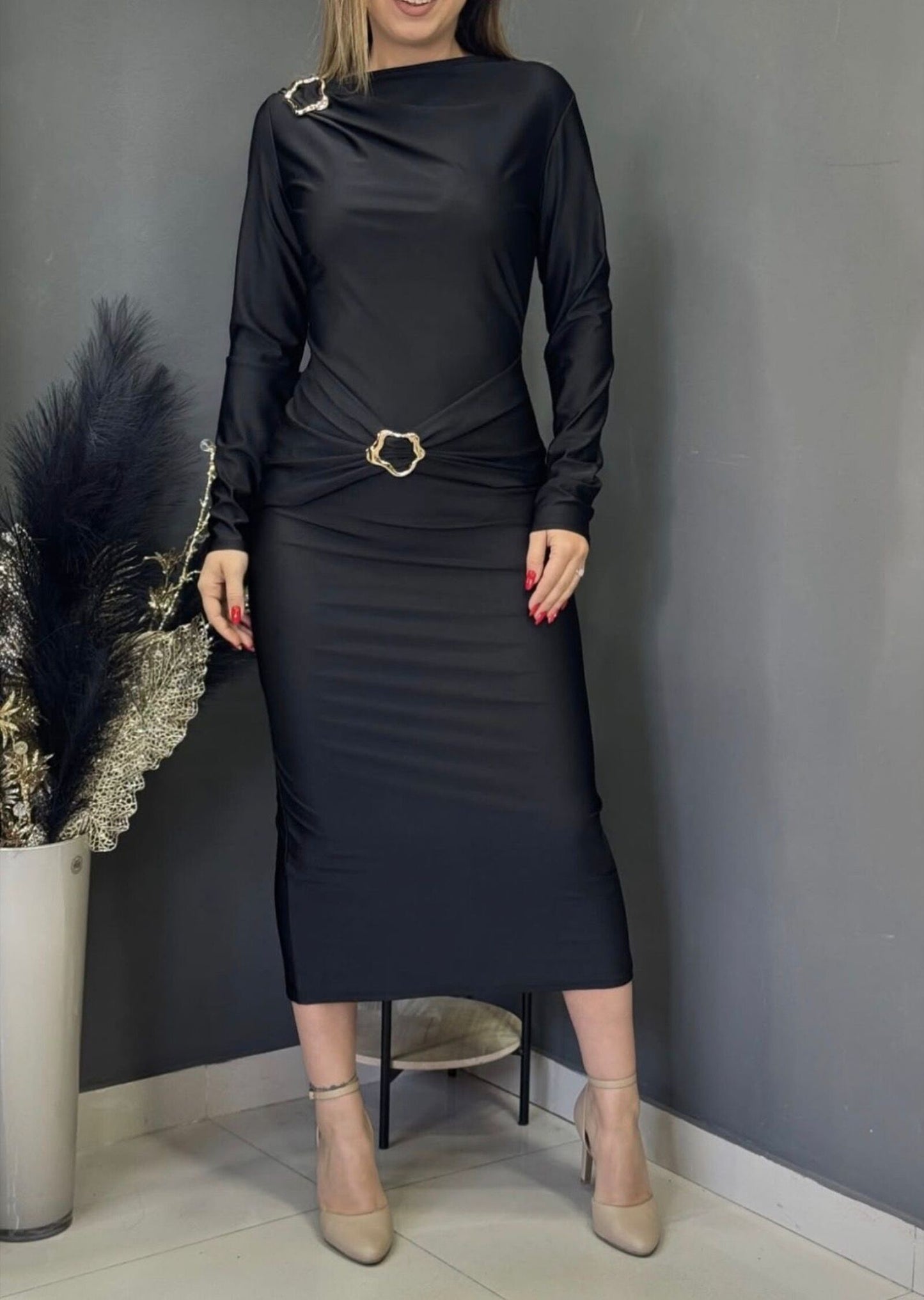 rochie midi neagra adelaide11