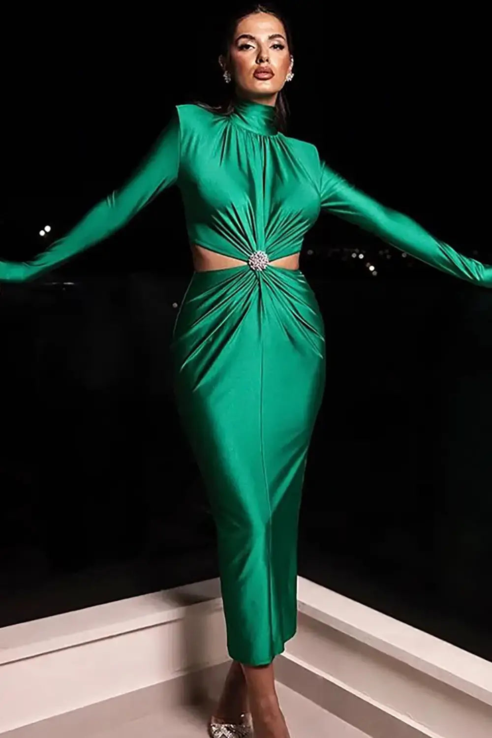 Rochie midi Ely, Verde
