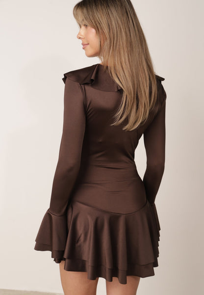 Rochie-salopetă mini Lizett maro