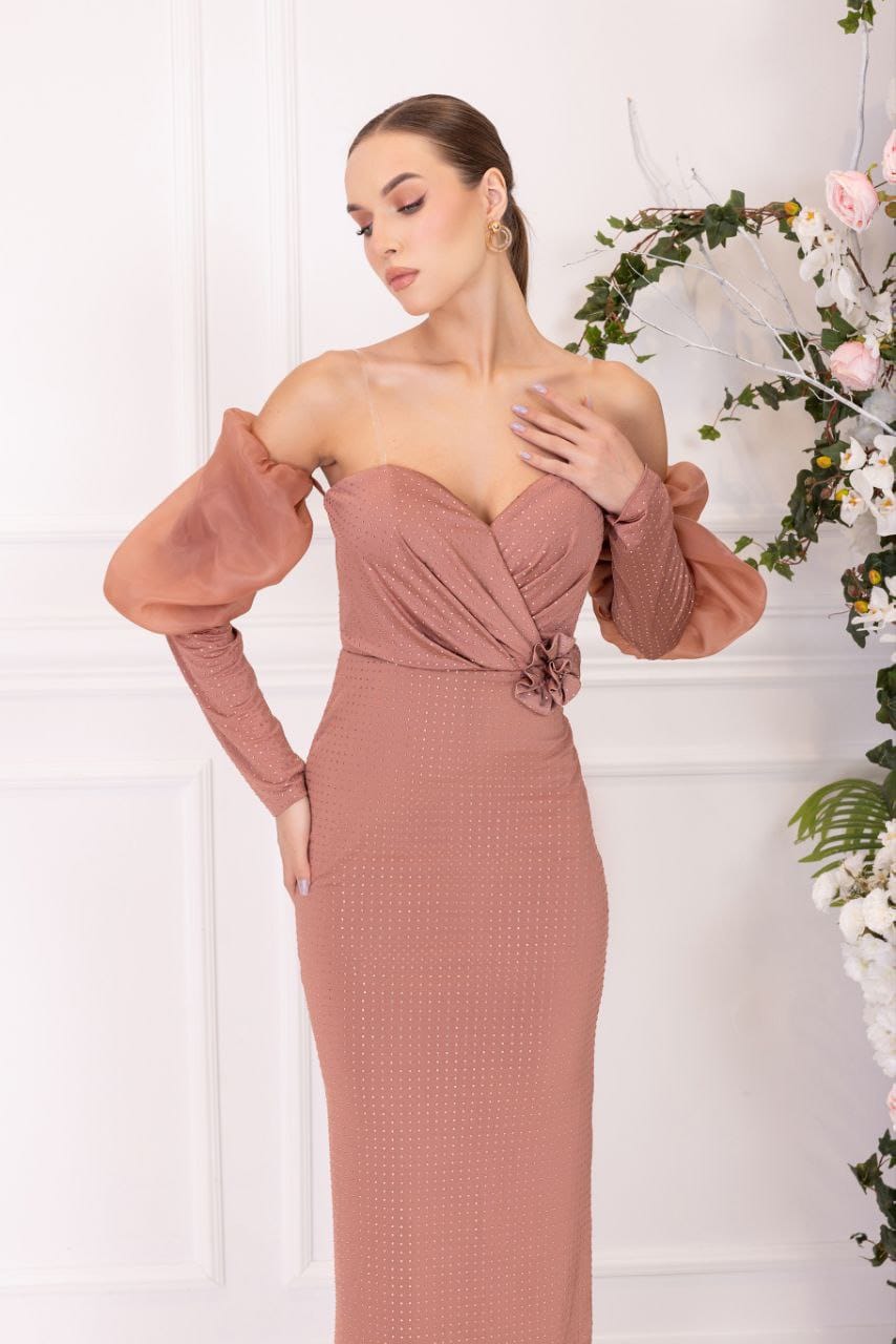 Rochie Midi Karina roz pudra