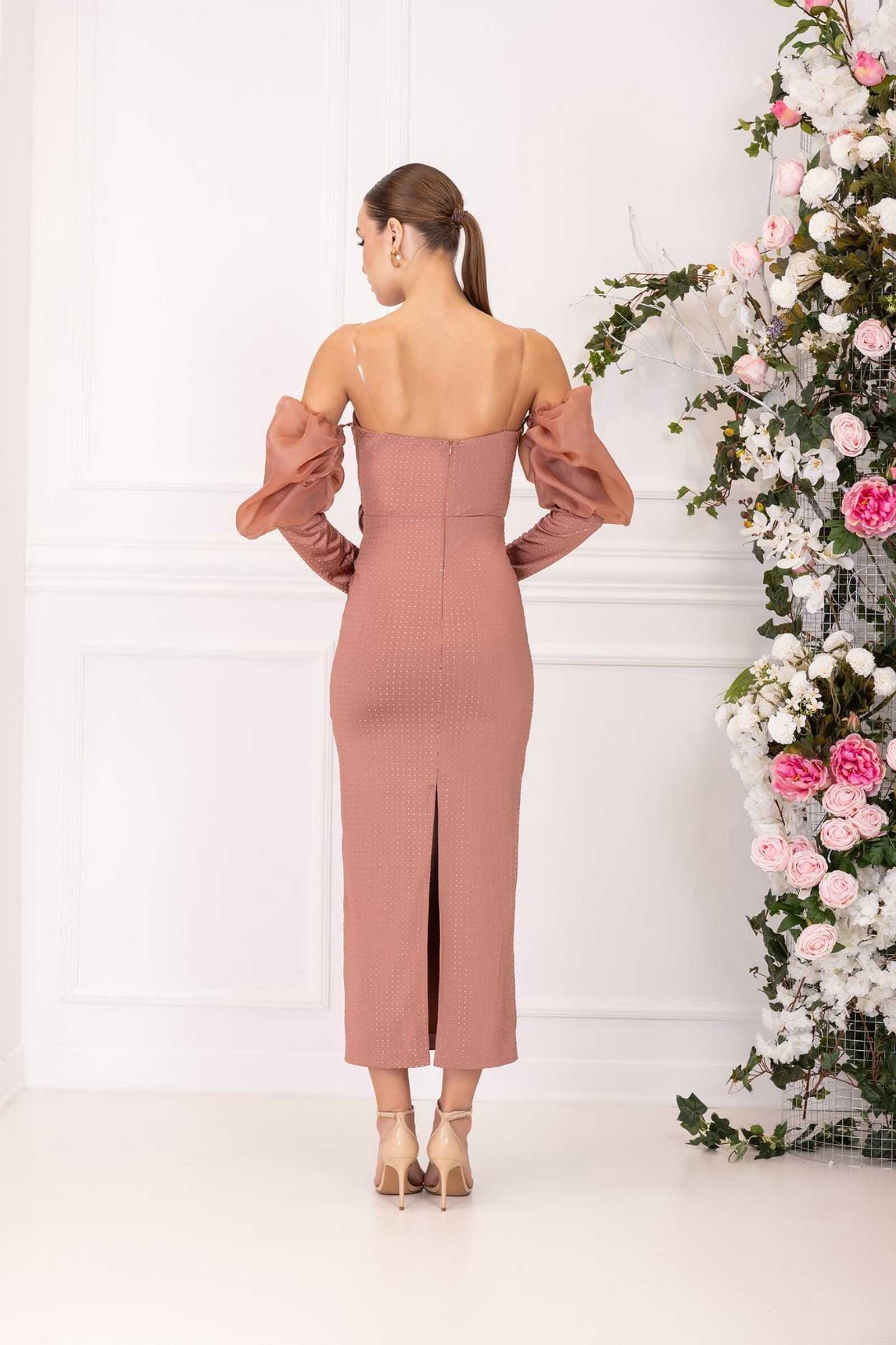 Rochie Midi Karina roz pudra