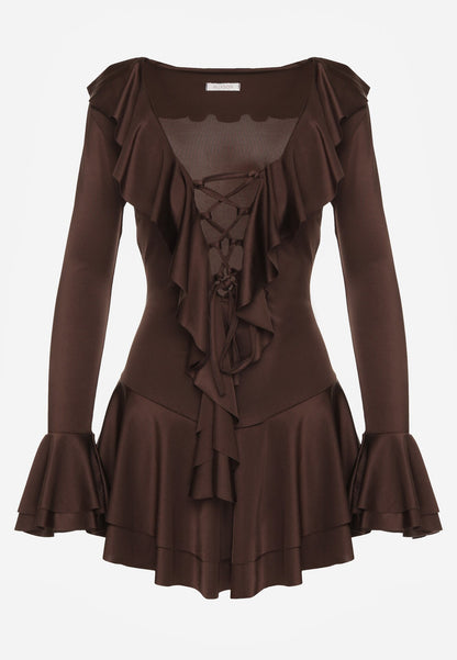 Rochie-salopetă mini Lizett maro
