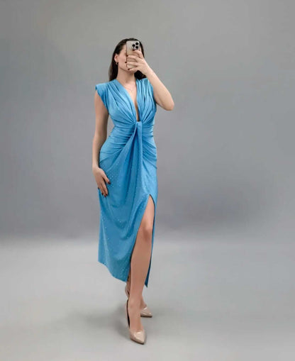 Rochie midi Eda, albastru - imagine 3