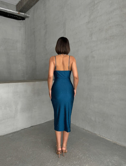 Rochie midi Aria, Albastru