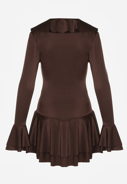 Rochie-salopetă mini Lizett maro
