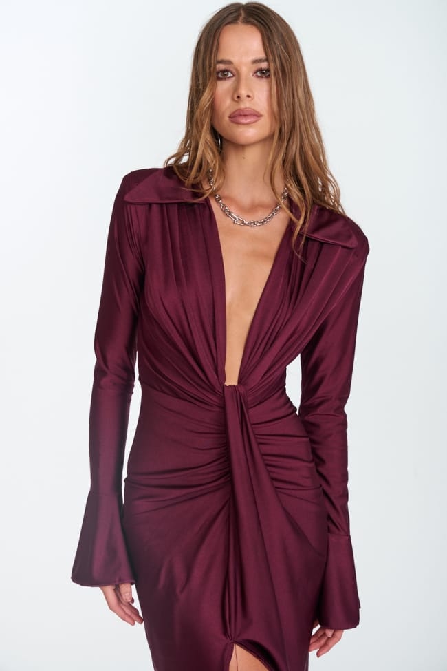 Rochie midi Charlot, Burgundy