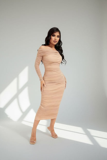 Rochie midi Lara, Bej - imagine 2