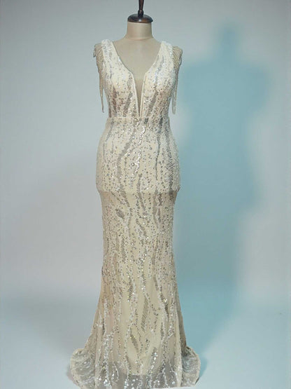 Rochie maxi Glam Goddess, Argintiu - imagine 4
