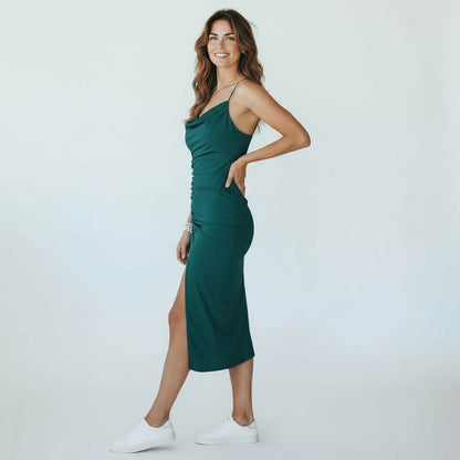 Rochie midi Fely, Verde turcoaz - imagine 3