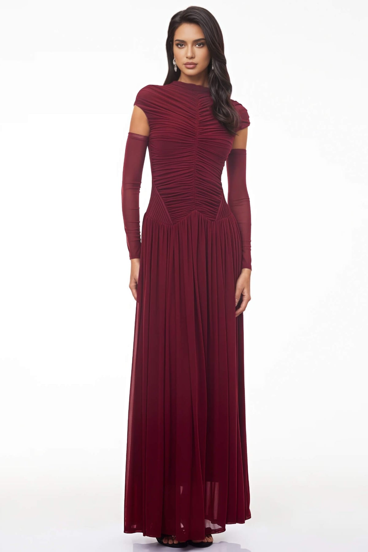 Rochie maxi Hateya, Burgundy - imagine 2