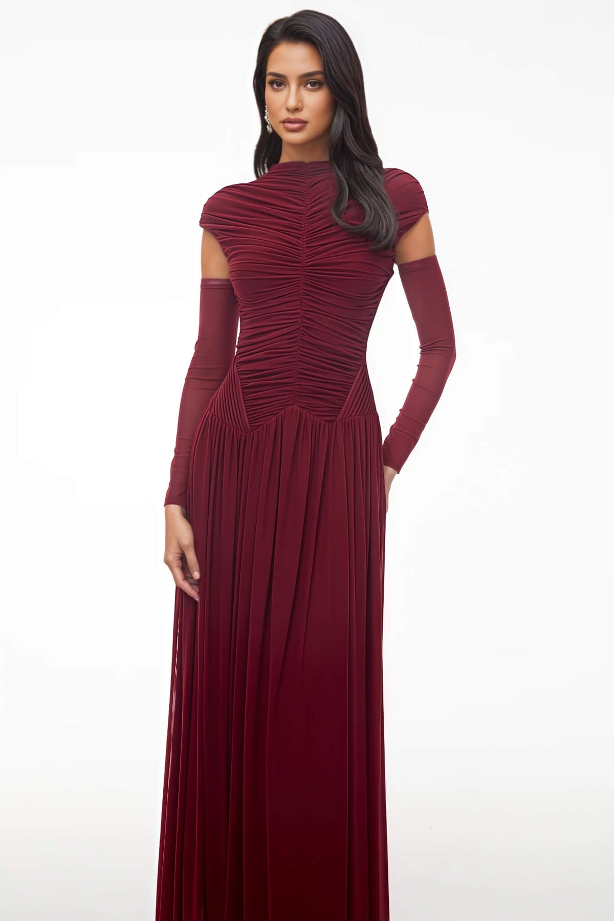 Rochie maxi Hateya, Burgundy