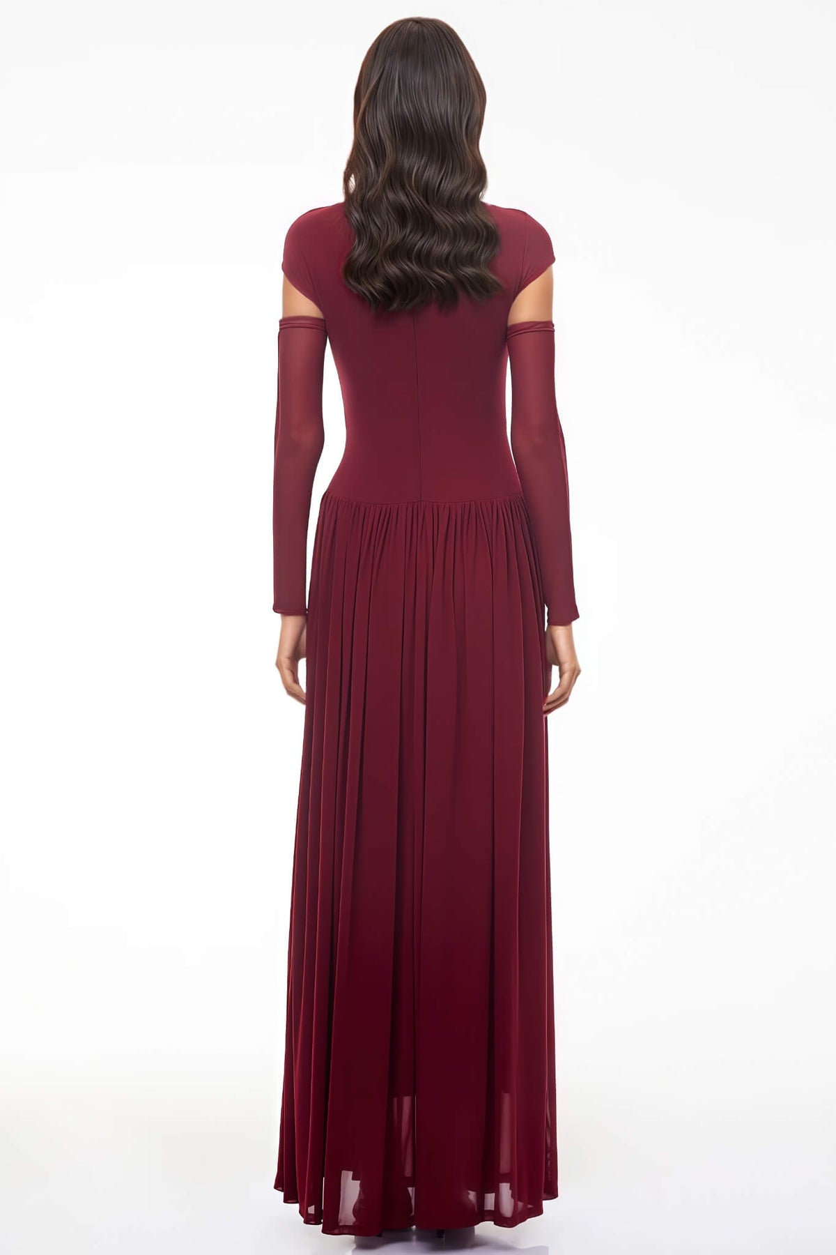 Rochie maxi Hateya, Burgundy - imagine 3