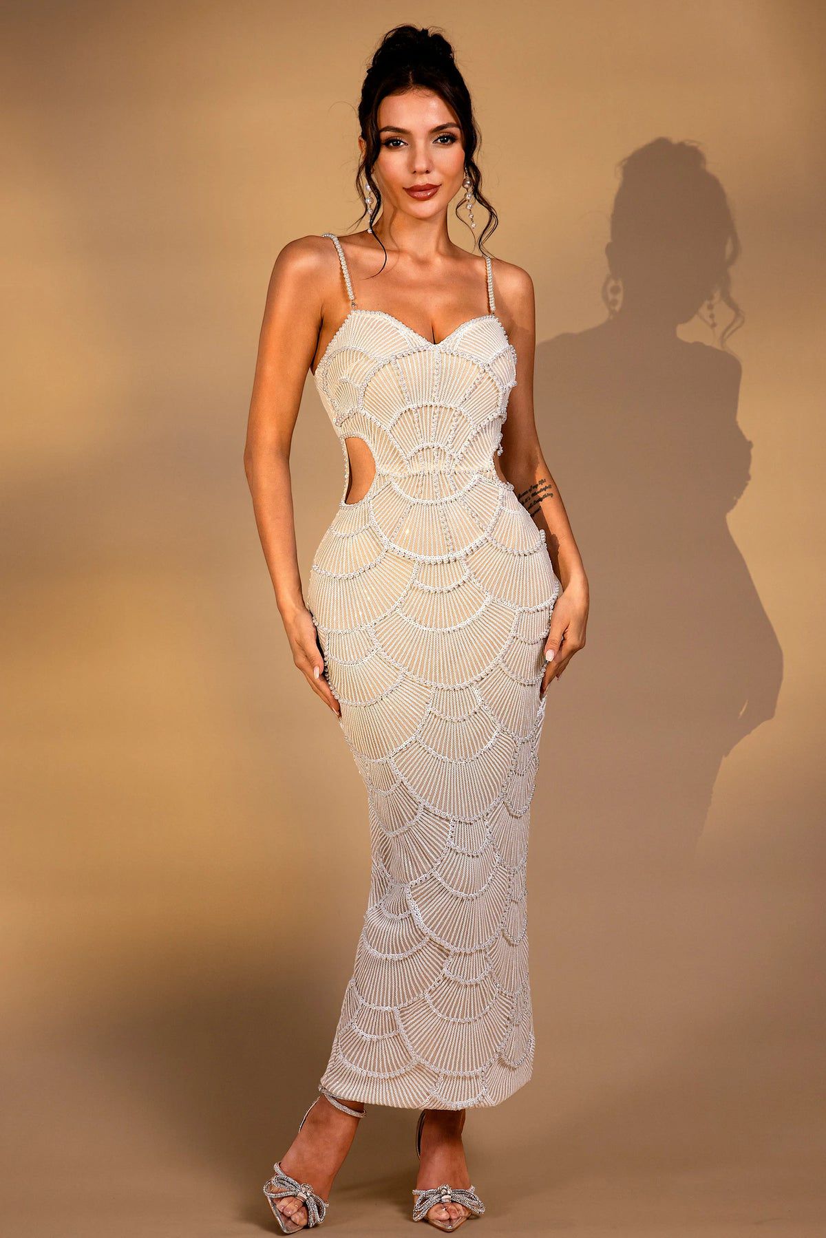 Rochie midi Grace, Bej